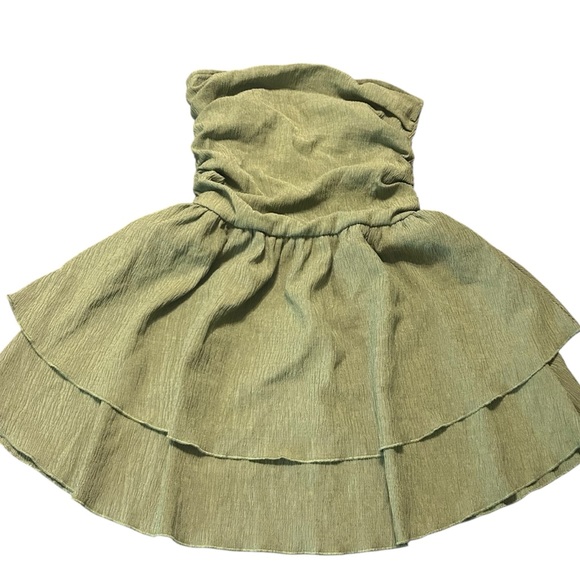 Cider Dresses & Skirts - Tiered Ruffle Dress Strapless Mini Dress Green Party‎ Cocktail Dress